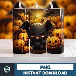 halloween tumbler wrap, 20 oz skinny tumbler sublimation design, straight tumbler wrap png, spooky fall png (34)