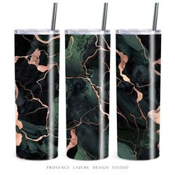 Green and Pink Gold Marble 20 oz Skinny Tumbler Sublimation Design Instant Download PNG 20oz Tumbler Wrap Marble Design