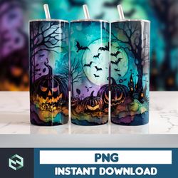 Halloween Tumbler Wrap, 20 oz Skinny Tumbler Sublimation Design, Straight Tumbler Wrap PNG, Spooky Fall PNG (161)