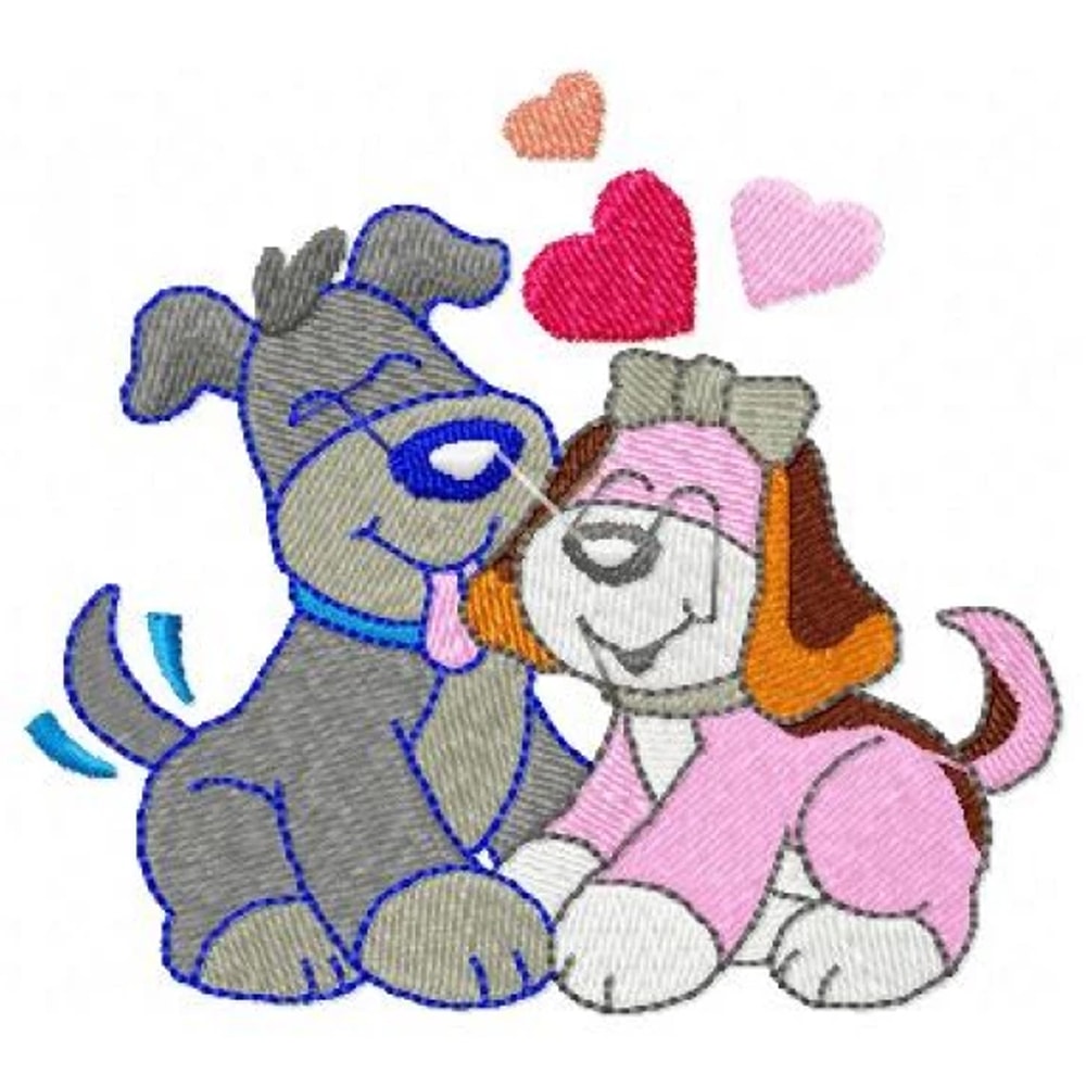 Lovers puppies embroidery design