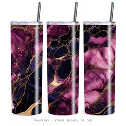 Purple Pink and Gold Marble 20 oz Skinny Tumbler Sublimation Design Digital Instant Download PNG 20 oz Tumbler Wrap