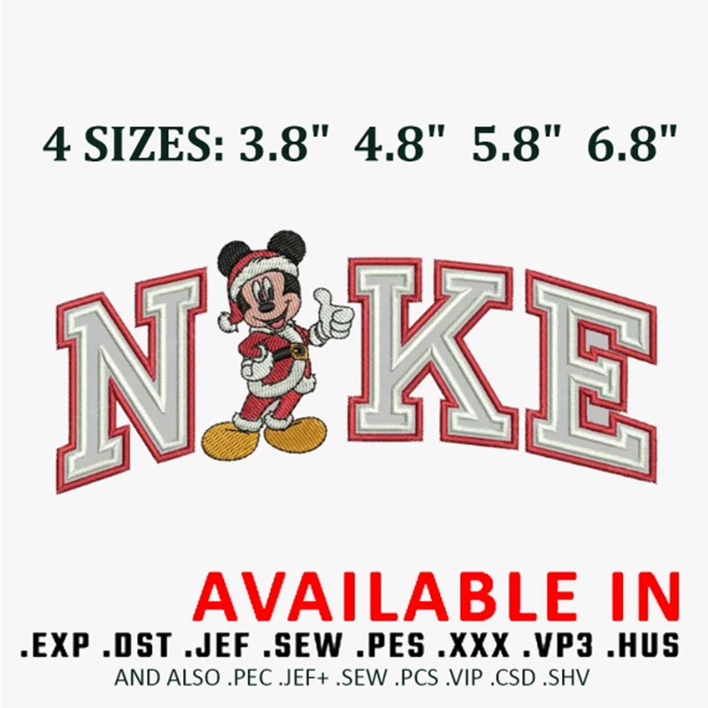 Nike Mickey Christmas Embroidery Design