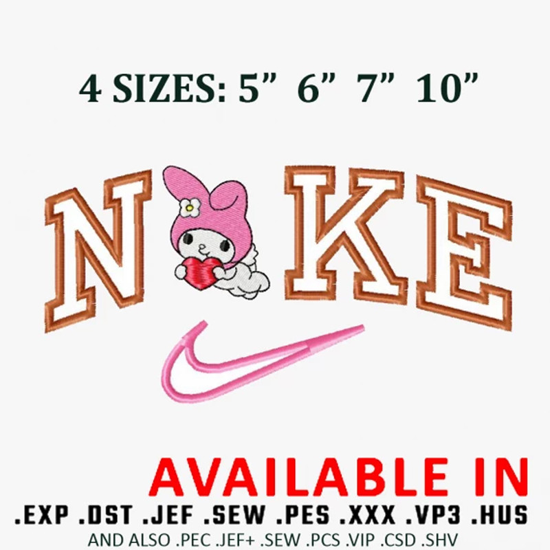 Bunny Swoosh Cute Embroidery Design