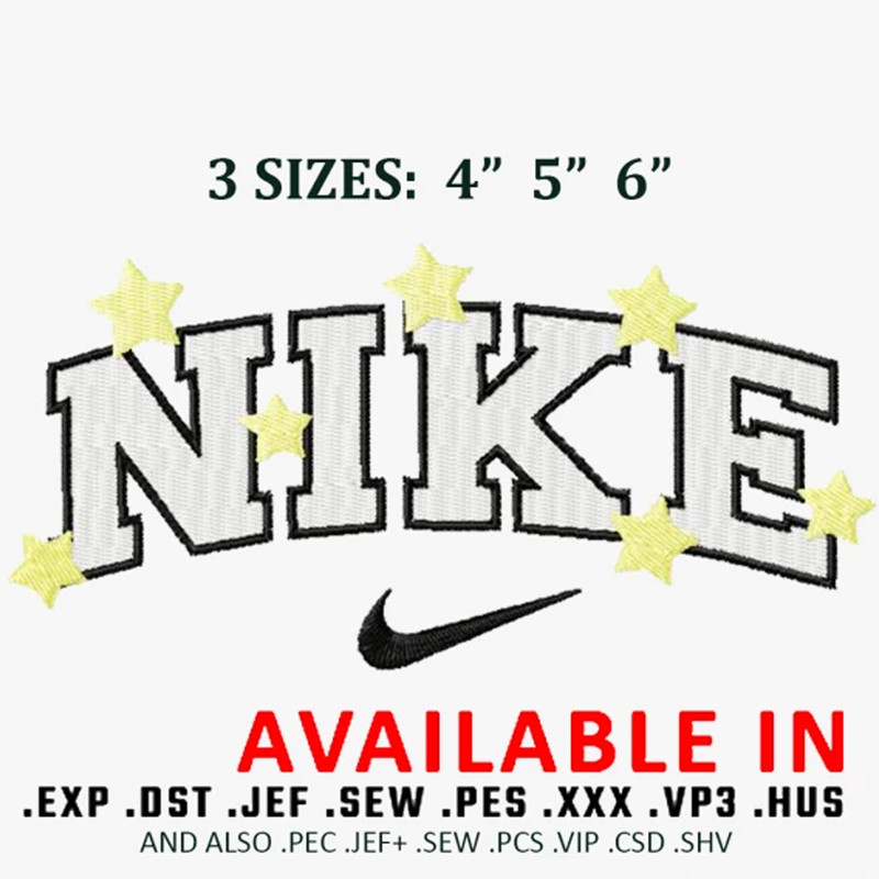 Star Nike Embroidery Design
