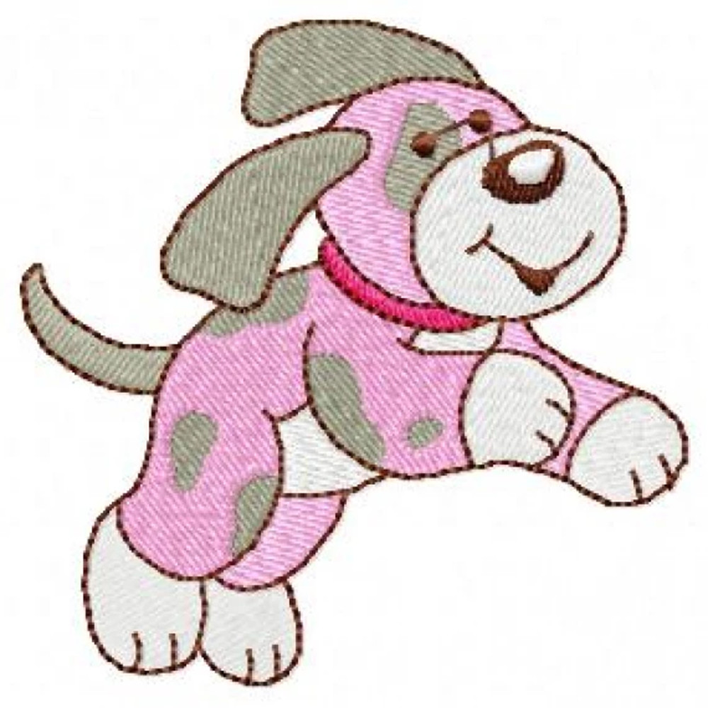 Pink dog embroidery design