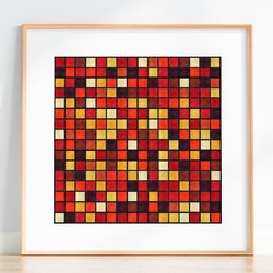 Modern cross stitch pattern Geometric, Counted cross stitch pattern, Mosaic cross stitch PDF, Tiles cross stitch scheme
