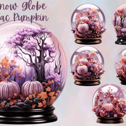 halloween snow globe lilac pumpkin png clipart,lilac pumpkin clipart, snow globe clipart, png, sublimation clipart