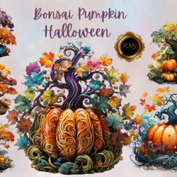 Bonsai Pumpkin Halloween Png Clipart,autumn decor, pumpkin illustration, Halloween decorations, digital clipart
