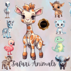 17 Safari animals PNG bundle,Safari animals Clipart,PNG bundle, sublimation designs, animal-themed artwork, jun