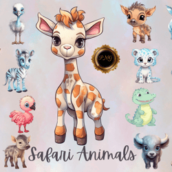 17 safari animals png bundle,safari animals clipart,png bundle, sublimation designs, animal-themed artwork, jun