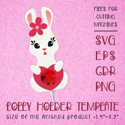 Bunny Lollipop Holder | Valentines Paper Craft Template SVG