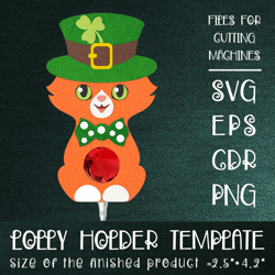 Ginger Cat | St Patricks Day Lollipop Holder | Paper Craft Template SVG