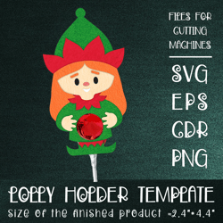 Christmas Elf Girl | Lollipop Holder | Paper Craft Template SVG