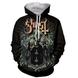 3d printed ghost band long sleeves zipper hoodies sweatshirts