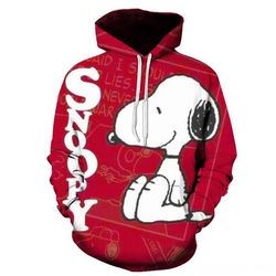 3d printed snoopy digital casual hoodie pullover sweatshirt