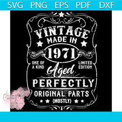 vintage made in 1971 retro classic 50th birthday decorations svg