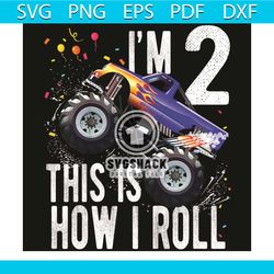 kids 2 years old svg 2nd birthday boy monster truck car svg