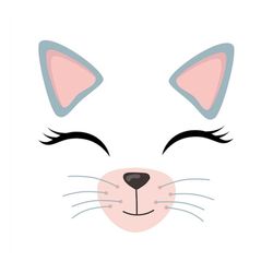Cat Face SVG, Cute Kitty Eyelashes, Baby cat head, Kawaii Birthday Girl, Silhouette Cricut, Vinyl Shirt, Kitten whiskers