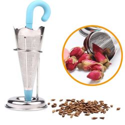 1 pcs umbrella tea infuser w drip tray-stainless steel mesh strainer w silicone lid