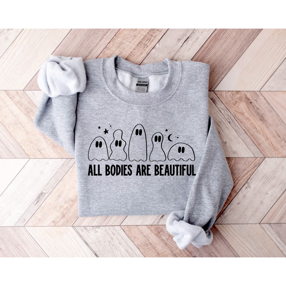All Bodies Are Beautiful Sweatshirt, Ghost Halloween Sweater, Retro Halloween Sweatshirt, Vintage Ghost Hoodie - 3.jpg