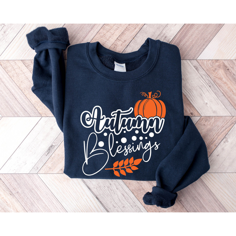 Blessed thanksgiving pumpkin sweatshirt, fall season sweatshirt, thanksgiving Crewneck Sweatshirt, floral pumpkin farm sweatshirt - 1.jpg