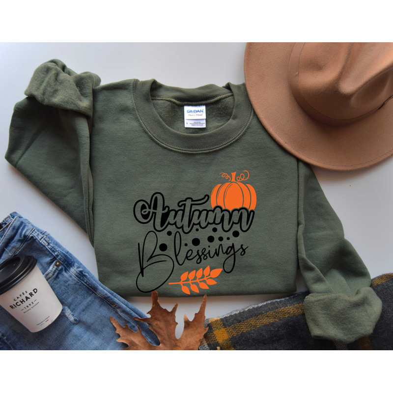 Blessed thanksgiving pumpkin sweatshirt, fall season sweatshirt, thanksgiving Crewneck Sweatshirt, floral pumpkin farm sweatshirt - 5.jpg