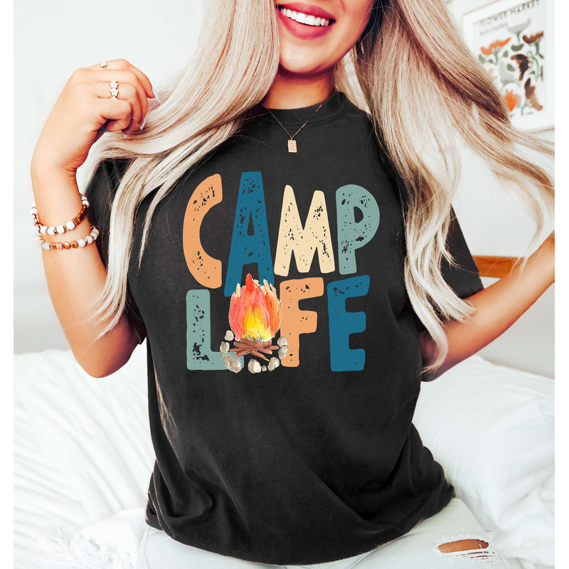 Camp Life Shirt, Happy Camping Shirt, Camping Fire Shirt, Camper Shirt, Nature Lover Shirt, Hiking Gifts, Glamping Shirt, RV Camping Gifts - 1.jpg