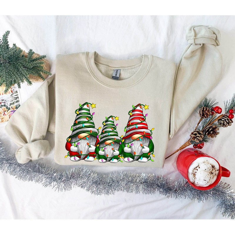 Christmas Gnomes Sweatshirt, Merry Christmas Sweatshirt, Buffalo Plaid Gnomes, Cute Gnomes Sweatshirt, Christmas Gift, Holiday Sweatshirt - 1.jpg