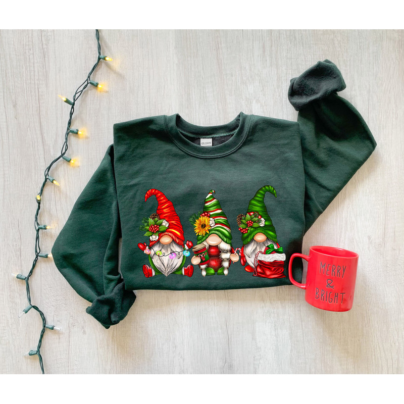 Christmas Gnomes Sweatshirt, Merry Christmas Sweatshirt, Buffalo Plaid Gnomes, Cute Gnomes Sweatshirt, Christmas Gift, Holiday Sweatshirt - 5.jpg
