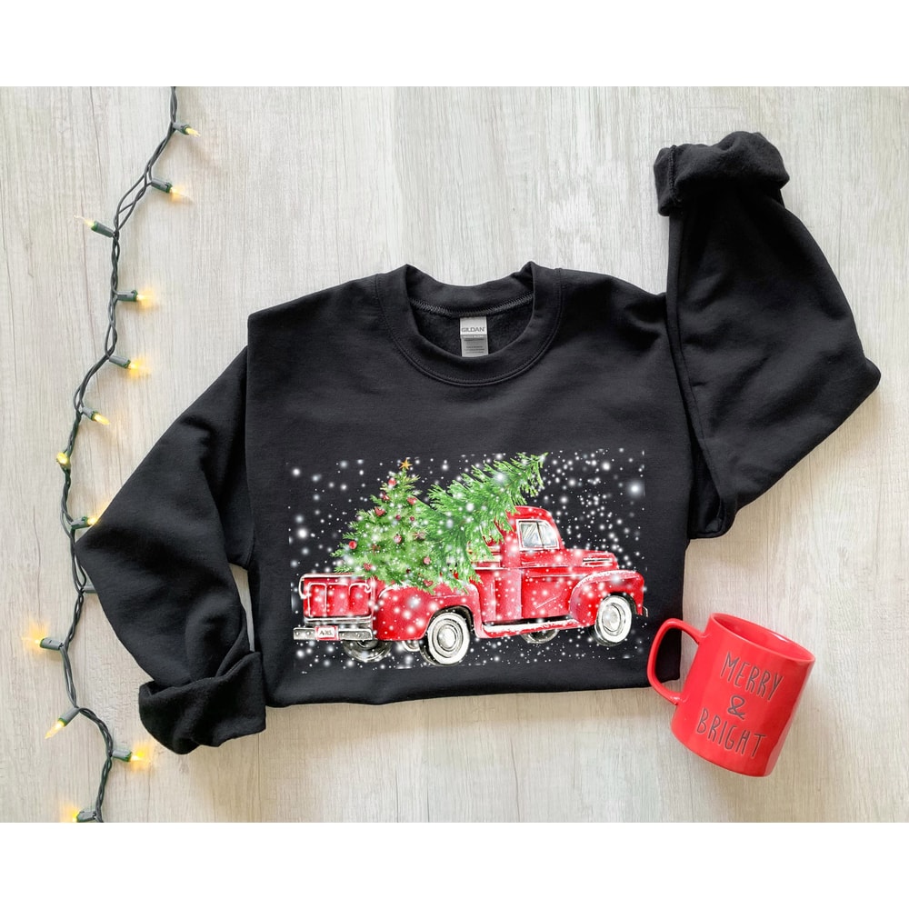 Christmas Red Truck Sweatshirt, Christmas Sweatshirt, Merry Christmas Truck Hoodie , Funny Christmas Sweat,Christmas Gift, Christmas Gift - 1.jpg