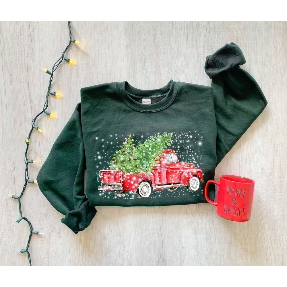Christmas Red Truck Sweatshirt, Christmas Sweatshirt, Merry Christmas Truck Hoodie , Funny Christmas Sweat,Christmas Gift, Christmas Gift - 2.jpg