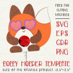 Cute Fox | Lollipop holder SVG | Paper Craft Template for Kids