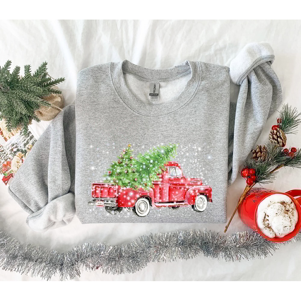 Christmas Red Truck Sweatshirt, Christmas Sweatshirt, Merry Christmas Truck Hoodie , Funny Christmas Sweat,Christmas Gift, Christmas Gift - 3.jpg
