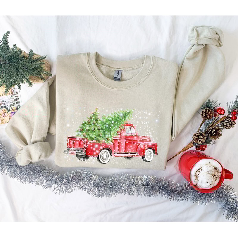 Christmas Red Truck Sweatshirt, Christmas Sweatshirt, Merry Christmas Truck Hoodie , Funny Christmas Sweat,Christmas Gift, Christmas Gift - 4.jpg