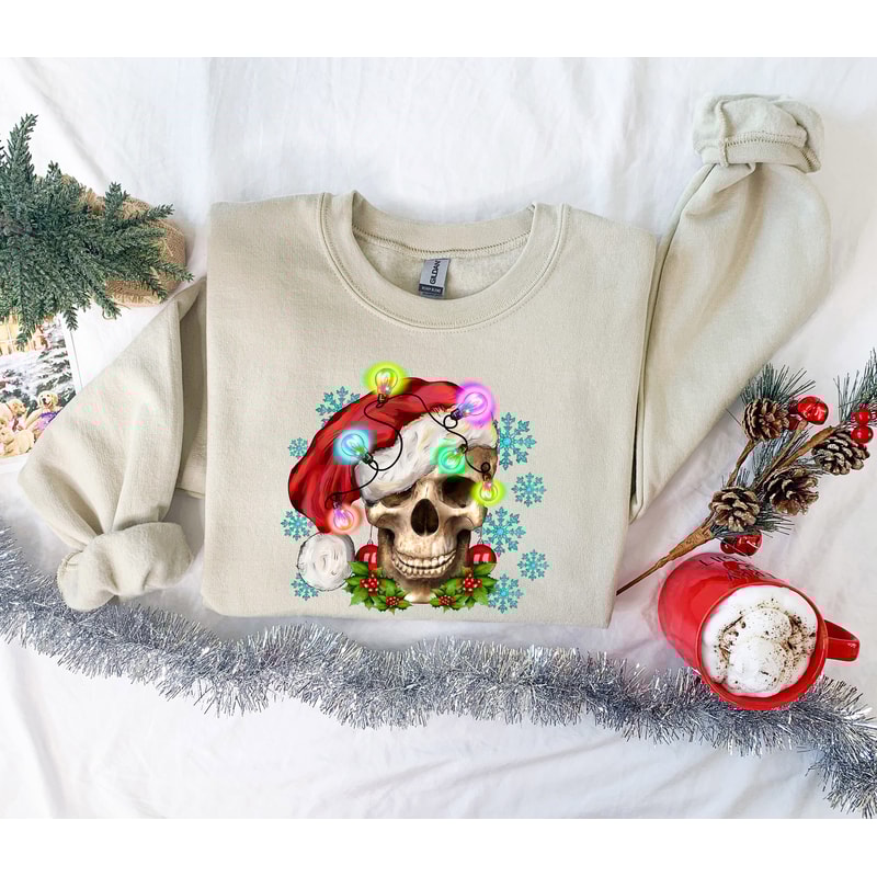 Christmas Skeleton Sweatshirt, Christmas Skeleton Santa Sweatshirt, Christmas Vibes Sweatshirt, Christmas Sweatshirt Gift, Xmas Shirt - 3.jpg