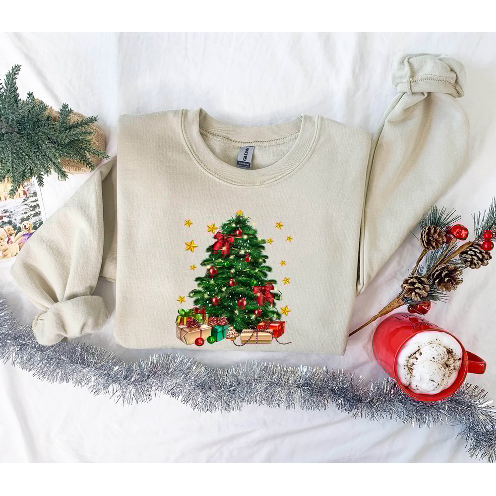 Christmas Sweatshirt, Christmas Tree with Gifts Hoodie, Christmas Crewneck Pullover Hoodie, Christmas Tree Holiday Sweater, Christmas Gift - 3.jpg