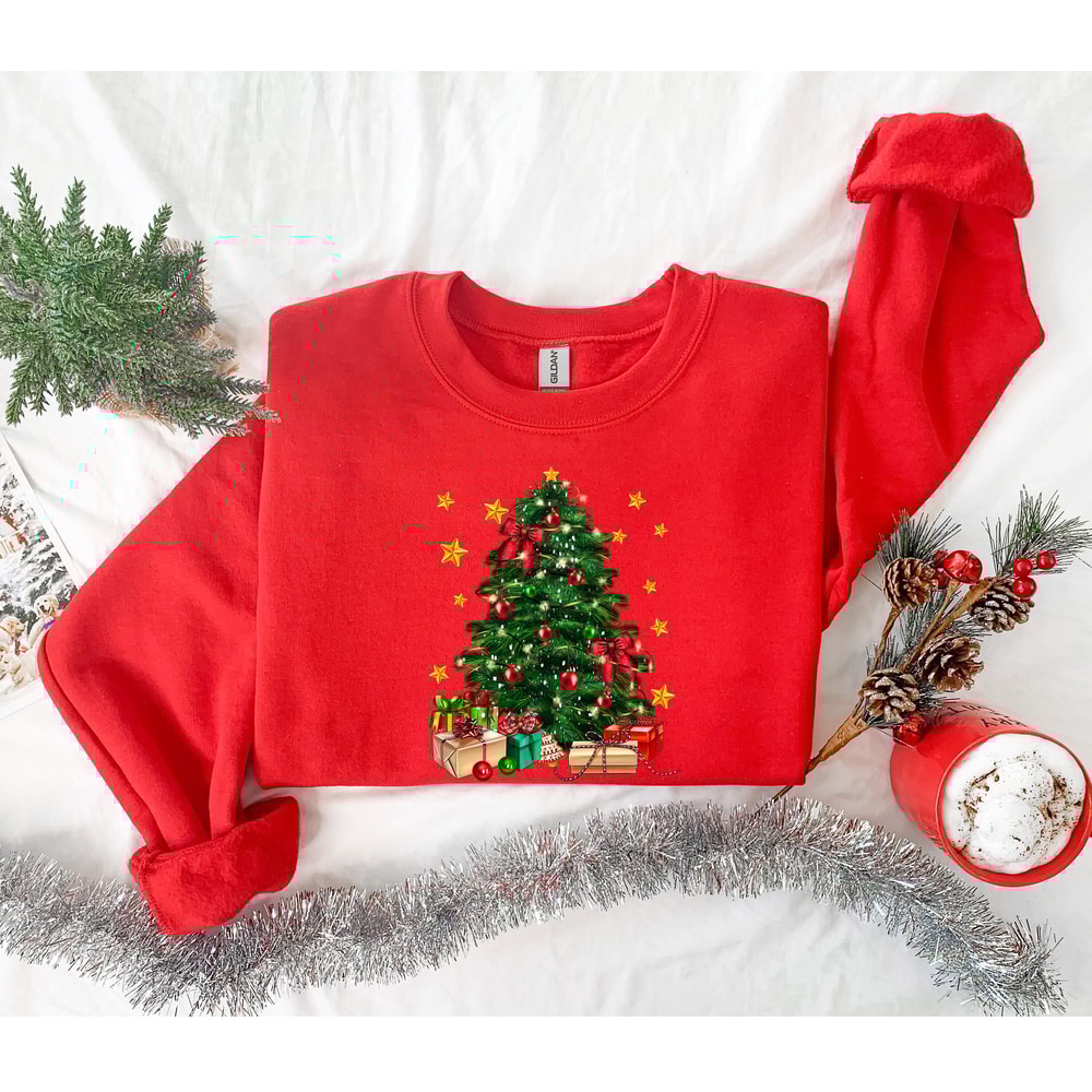 Christmas Sweatshirt, Christmas Tree with Gifts Hoodie, Christmas Crewneck Pullover Hoodie, Christmas Tree Holiday Sweater, Christmas Gift - 4.jpg