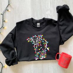 christmas sweatshirt, cute cow christmas sweatshirt, merry christmas, holiday gift, happy new year, christmas gift, chri