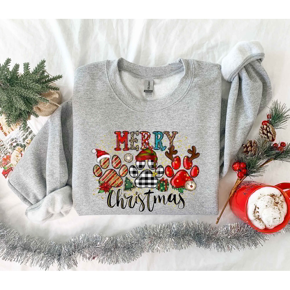 Christmas Sweatshirt,Christmas Dogs Sweatshirt,Dog Mom Shirt,Christmas Dogs Sweatshirt,Dogs paws Sweatshirt,Puppies Shirt,Christmas Shirt - 2.jpg