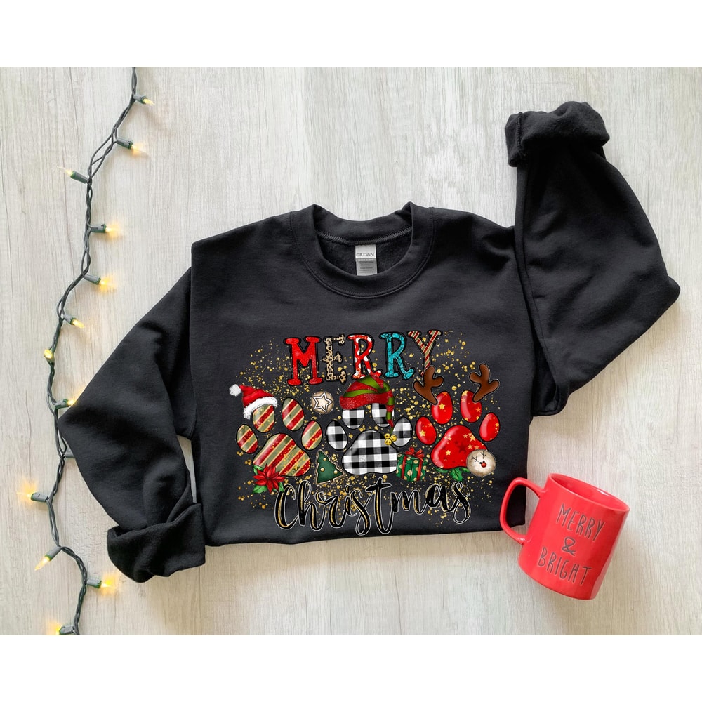 Christmas Sweatshirt,Christmas Dogs Sweatshirt,Dog Mom Shirt,Christmas Dogs Sweatshirt,Dogs paws Sweatshirt,Puppies Shirt,Christmas Shirt - 3.jpg