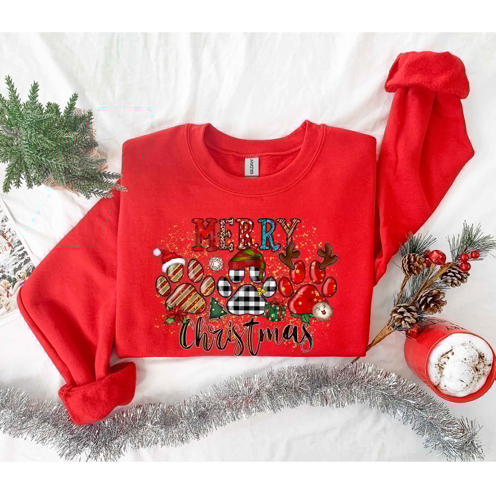 Christmas Sweatshirt,Christmas Dogs Sweatshirt,Dog Mom Shirt,Christmas Dogs Sweatshirt,Dogs paws Sweatshirt,Puppies Shirt,Christmas Shirt - 5.jpg