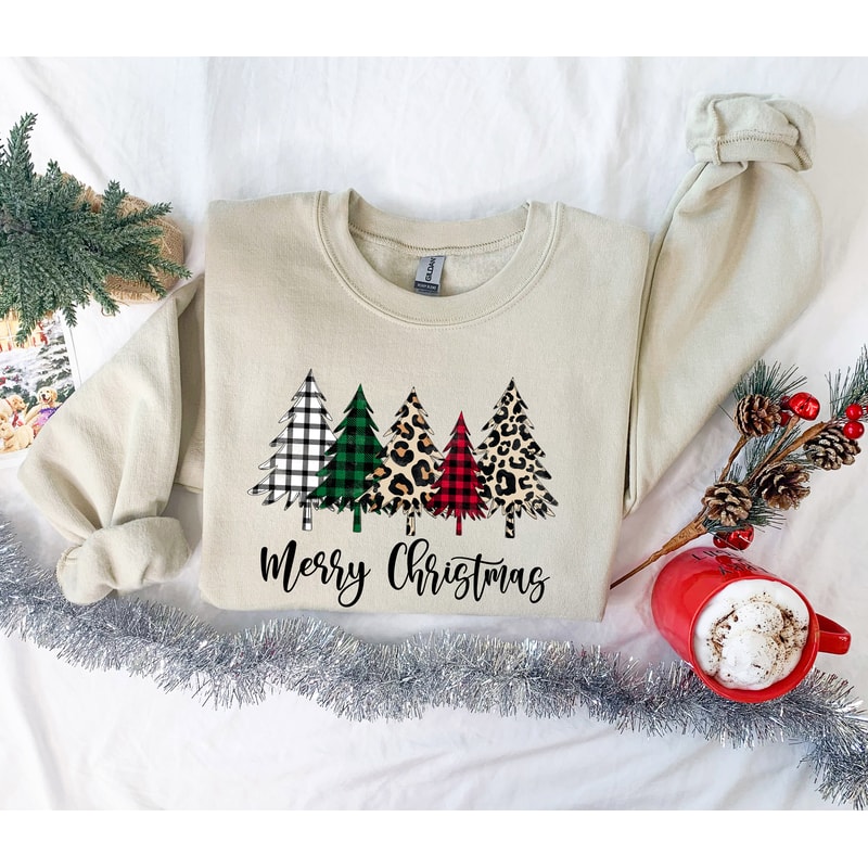 Christmas Sweatshirt,Merry Christmas Sweatshirt,Christmas Tree Sweatshirt,Leopard Christmas Tree Sweatshirt,Women' s Christmas Sweatshirt - 4.jpg