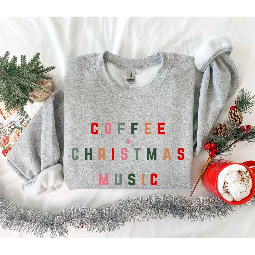 Coffee Christmas Music Shirt,Coffee Lover Christmas Gift,Holiday Shirt,Women's Christmas Outfit,Christmas Coffee Tee,Christmas Lovers Tee - 3.jpg