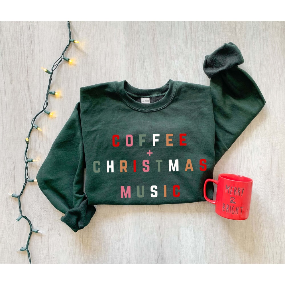 Coffee Christmas Music Shirt,Coffee Lover Christmas Gift,Holiday Shirt,Women's Christmas Outfit,Christmas Coffee Tee,Christmas Lovers Tee - 4.jpg