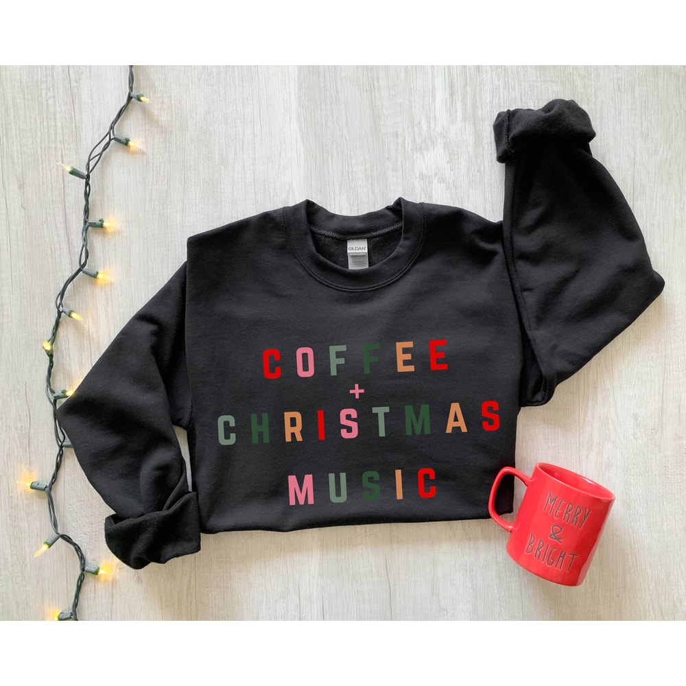 Coffee Christmas Music Shirt,Coffee Lover Christmas Gift,Holiday Shirt,Women's Christmas Outfit,Christmas Coffee Tee,Christmas Lovers Tee - 5.jpg