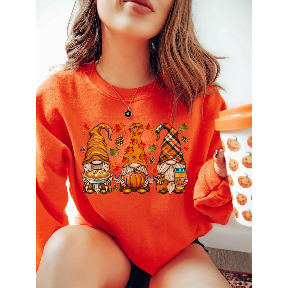 Cute Fall Sweatshirt, Fall Gnomes Sweat, Thanksgiving Sweat, Autumn Sweat, Pumpkin Sweat, Gnome Fall Sweat, Thanksgiving Gnomes,Gnomes Sweat - 5.jpg