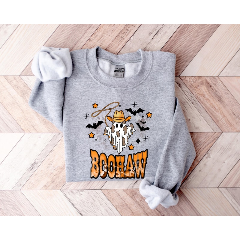 Cute Ghost Halloween Sweatshirt, Boo Haw Western Halloween Shirt, Retro Halloween Shirt, Country Cowgirl Halloween Shirt, Cowboy Ghost Shirt - 5.jpg