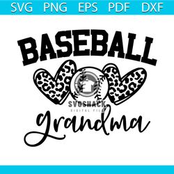 baseball grandma svg, sport svg, leopard heart svg