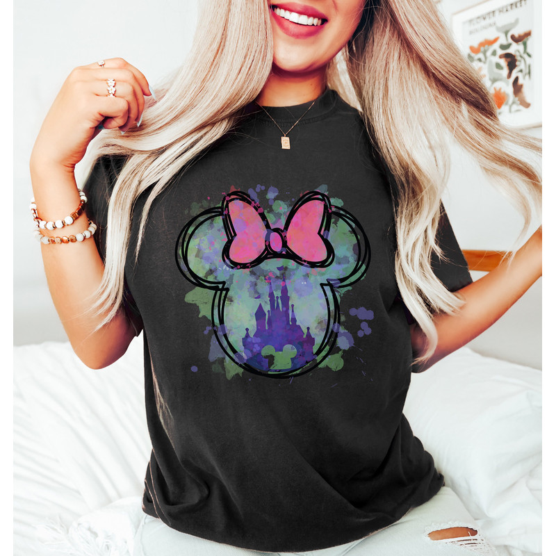 Disney minnie Castle Shirt, Disney Vacation Shirt, Disneyland shirt, Family Vacation Shirt, Disney Watercolor Castle, Disney Woman Shirt - 2.jpg