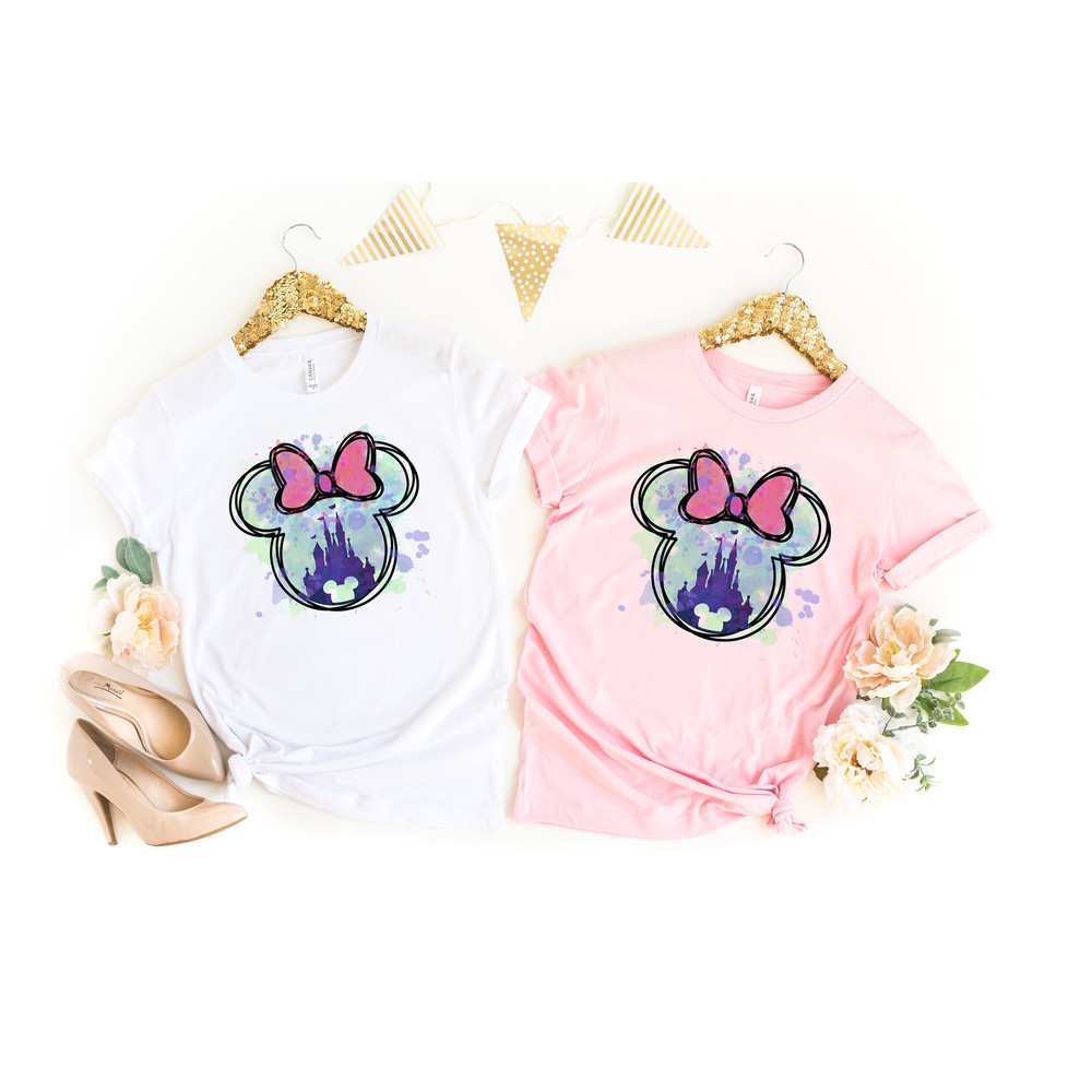Disney minnie Castle Shirt, Disney Vacation Shirt, Disneyland shirt, Family Vacation Shirt, Disney Watercolor Castle, Disney Woman Shirt - 5.jpg